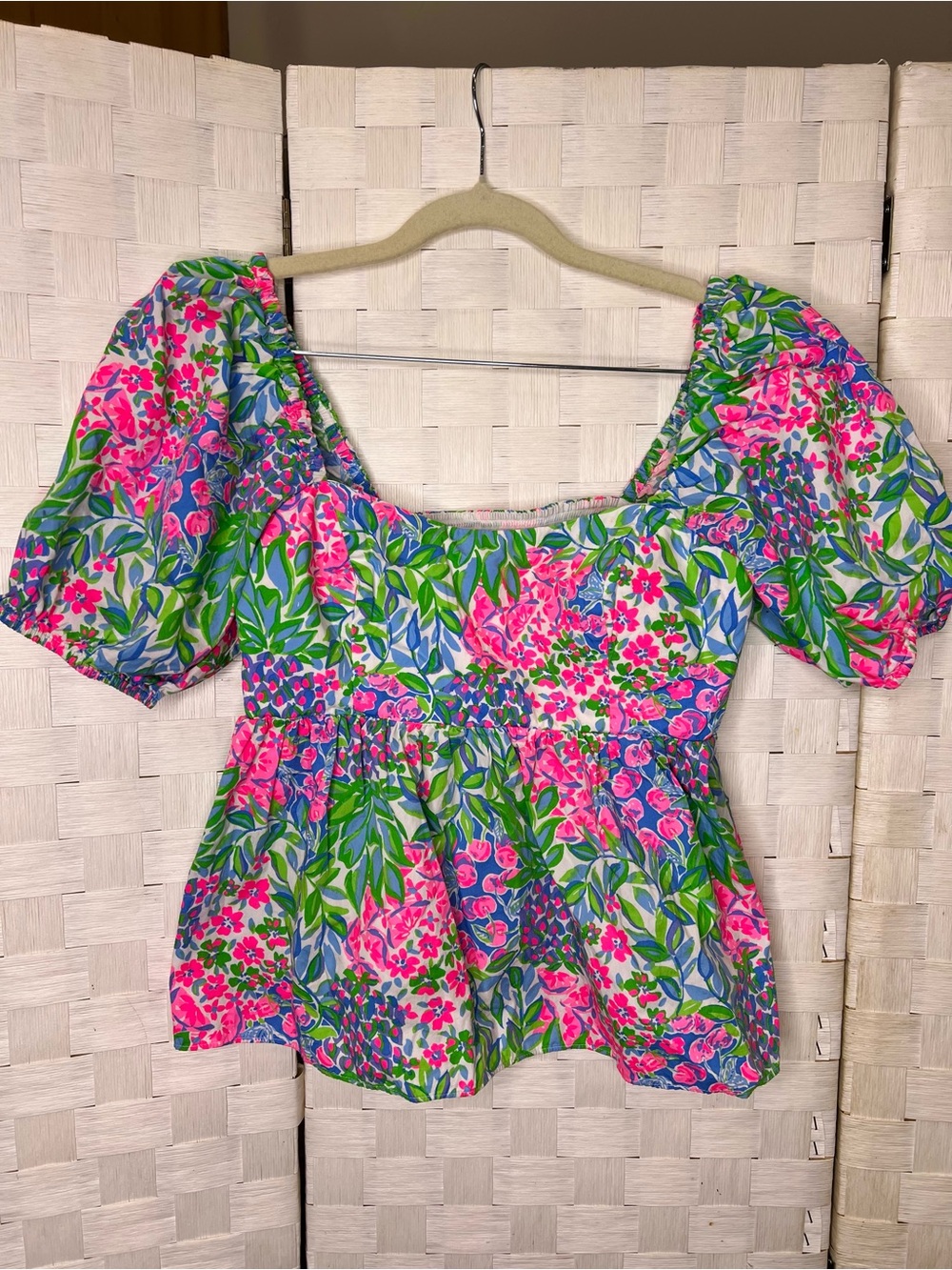 Lilly Pulitzer Puff Sleeve Floral Peplum Top